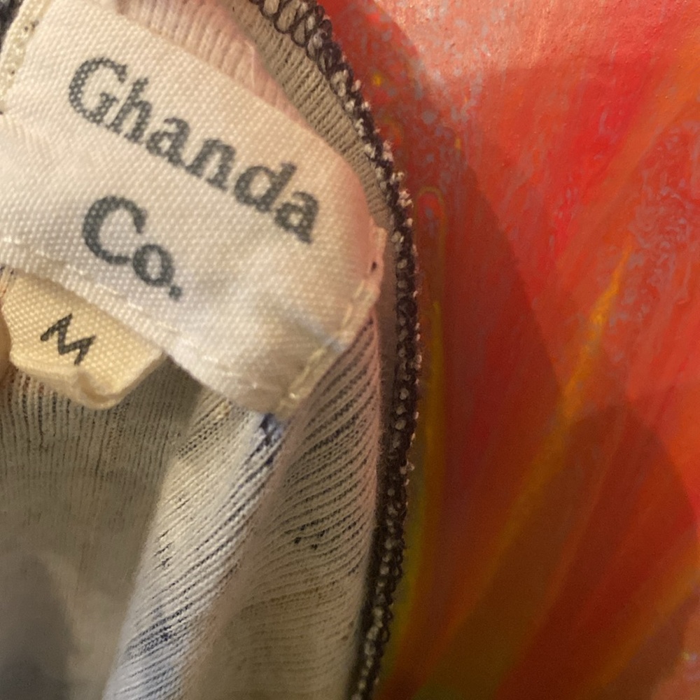 GHANDA Orange & Yellow Retro Hippie 60s 70s look Floral Ruched Crop Top - Picture 10 of 11